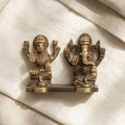 Laxmi Ganesh Murthi Brass Decorative Idol for Home & Pooja