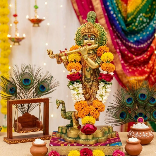 Lord Krishna Ji Brass Idol 6″ Handcrafted Decorative Statue