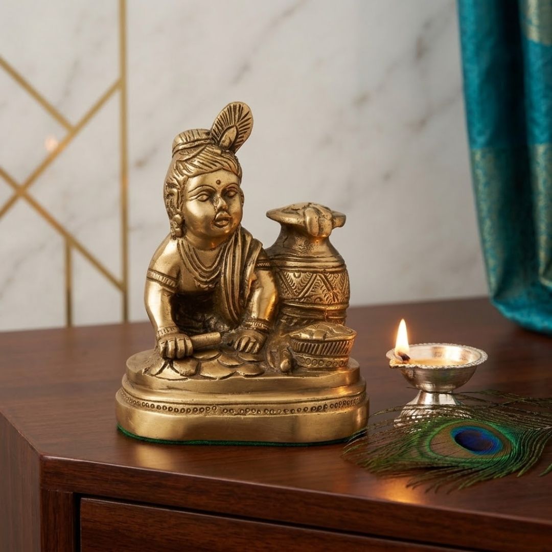 Lord Gopal Ji (Ladu Gopal Ji) Brass Idol 6″ Handcrafted Decorative Statue