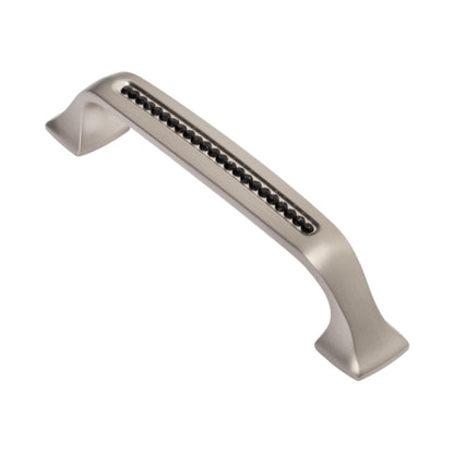 Bellissima Cabinet Pull Satin Nickel Black Crystal Decorative Handle