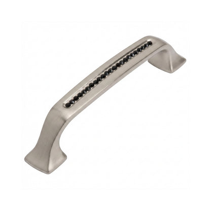 Bellissima Cabinet Pull Satin Nickel Black Crystal Decorative Handle