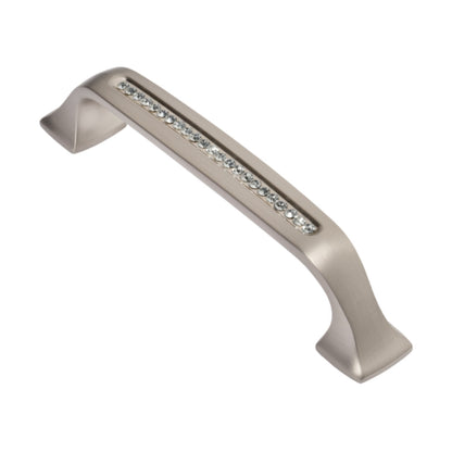 Bellissima Cabinet Pull Satin Nickel Clear Crystal Decorative Handle