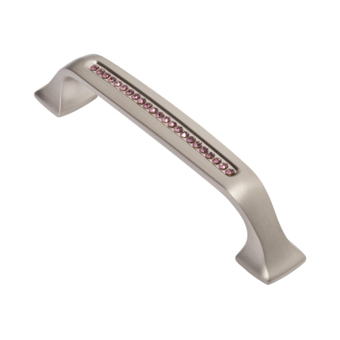 Bellissima Cabinet Pull Satin Nickel Purple Crystal Decorative Handle