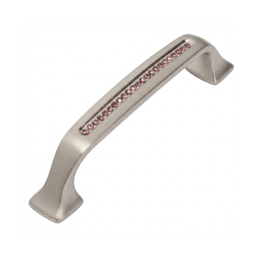 Bellissima Cabinet Pull Satin Nickel Purple Crystal Decorative Handle