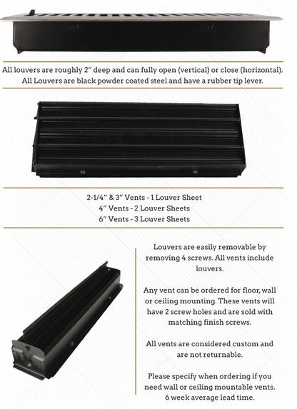 Cast Iron Floor Vent Legacy Classic Style Black Air Vent Cover – Multiple Sizes