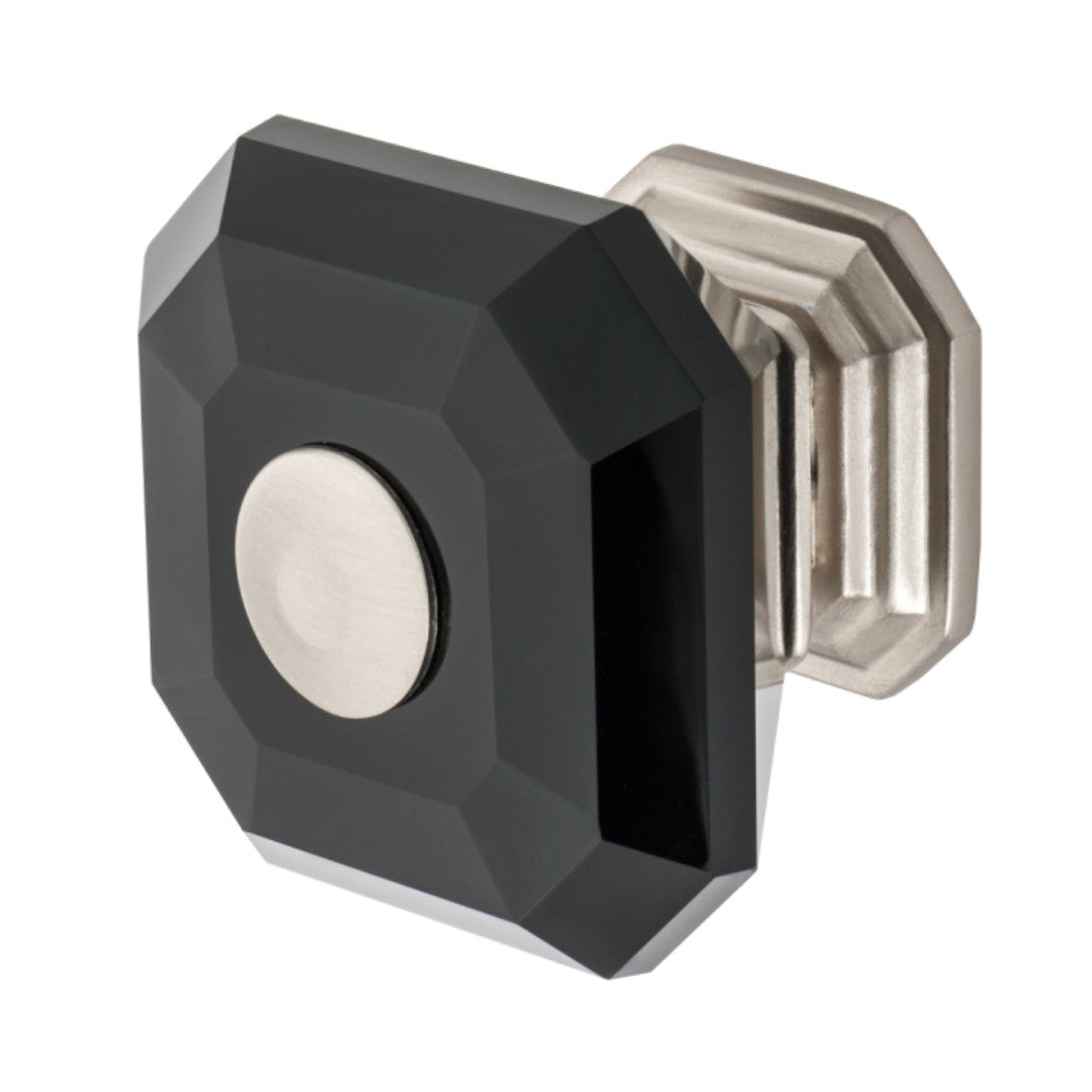 Clubhouse Cabinet Knob Satin Nickel Black Crystal Decorative Knob