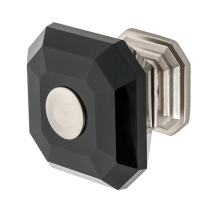 Clubhouse Cabinet Knob Satin Nickel Black Crystal Decorative Knob
