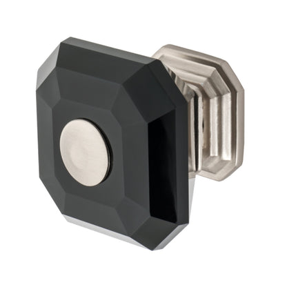 Clubhouse Cabinet Knob Satin Nickel Black Crystal Decorative Knob