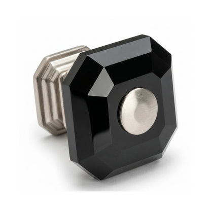 Clubhouse Cabinet Knob Satin Nickel Black Crystal Decorative Knob