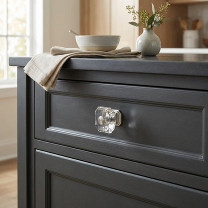 Clubhouse Cabinet Knob Satin Nickel Clear Crystal Decorative Knob