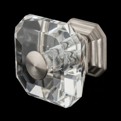 Clubhouse Cabinet Knob Satin Nickel Clear Crystal Decorative Knob