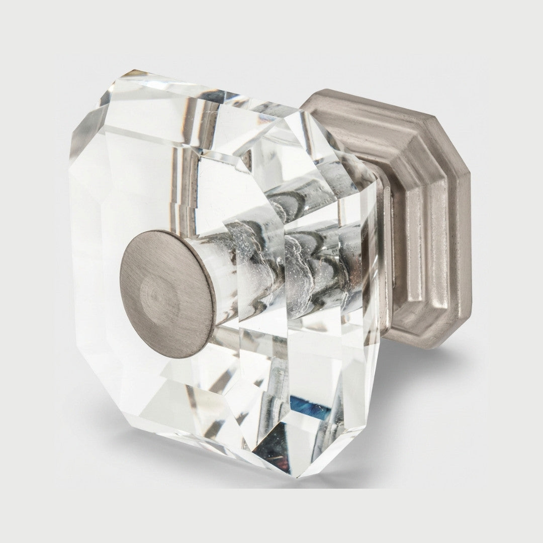 Clubhouse Cabinet Knob Satin Nickel Clear Crystal Decorative Knob