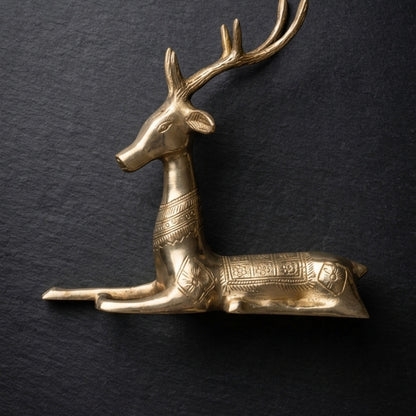 Deer - Premium Brass Deer Statue Gold Finish Decorative Sculpture for Home