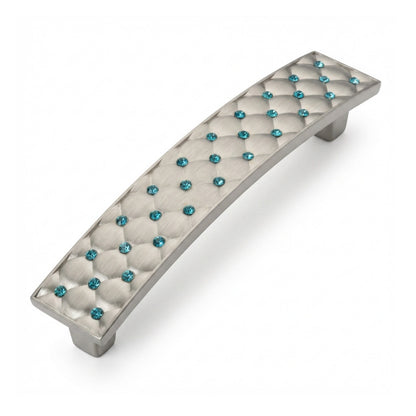 Gabrielle Cabinet Pull Satin Nickel Blue Crystal Decorative Handle