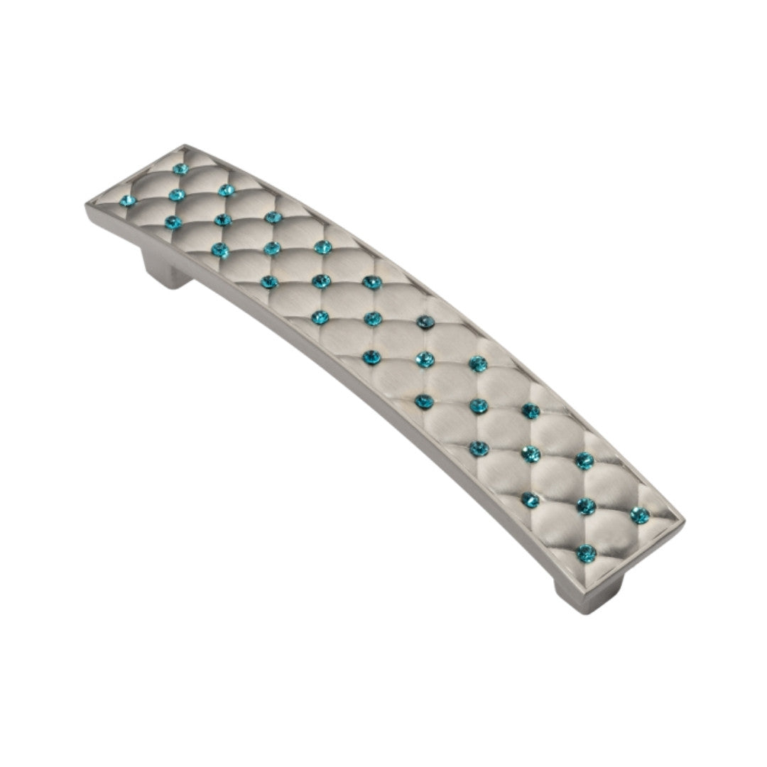 Gabrielle Cabinet Pull Satin Nickel Blue Crystal Decorative Handle