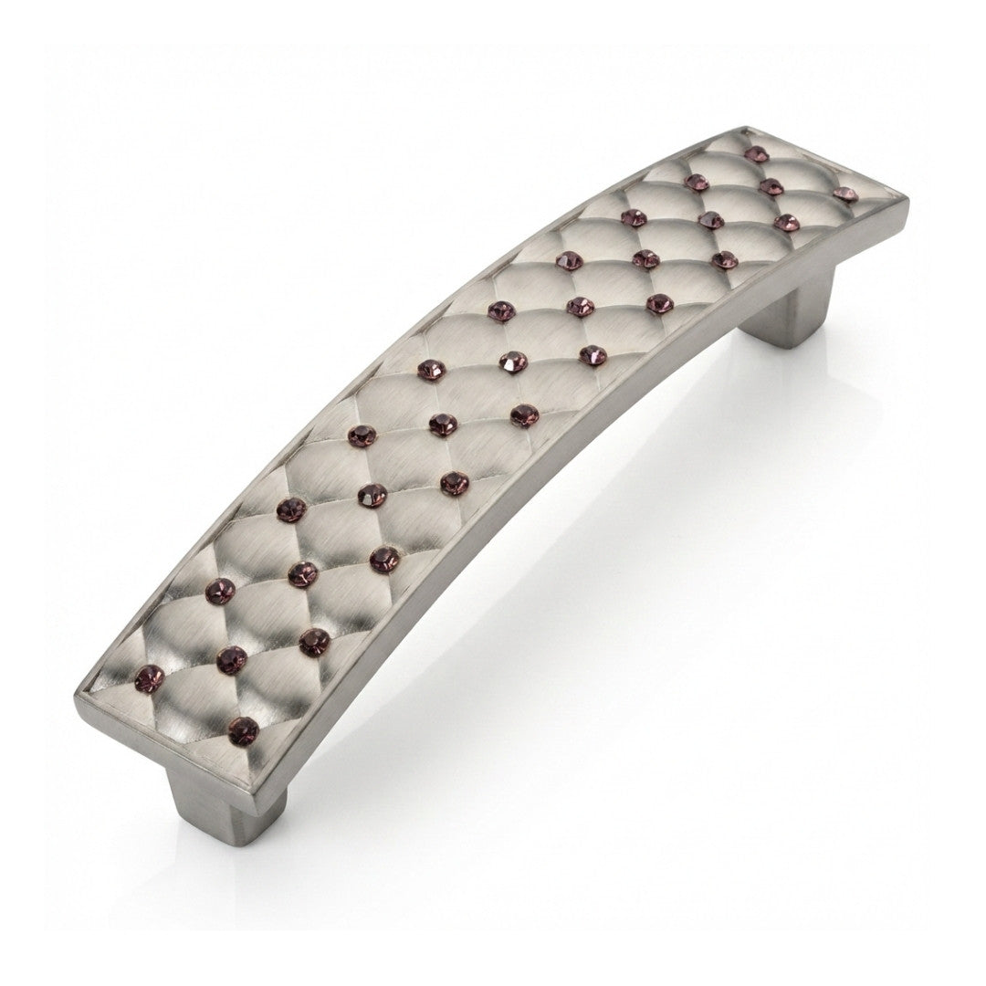 Gabrielle Cabinet Pull Satin Nickel Purple Crystal Decorative Handle