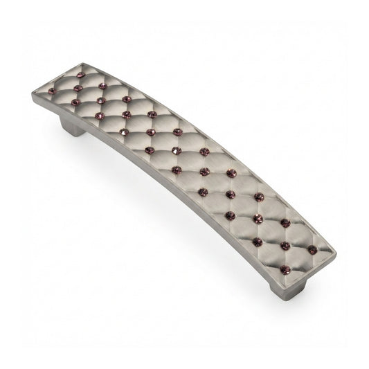 Gabrielle Cabinet Pull Satin Nickel Purple Crystal Decorative Handle