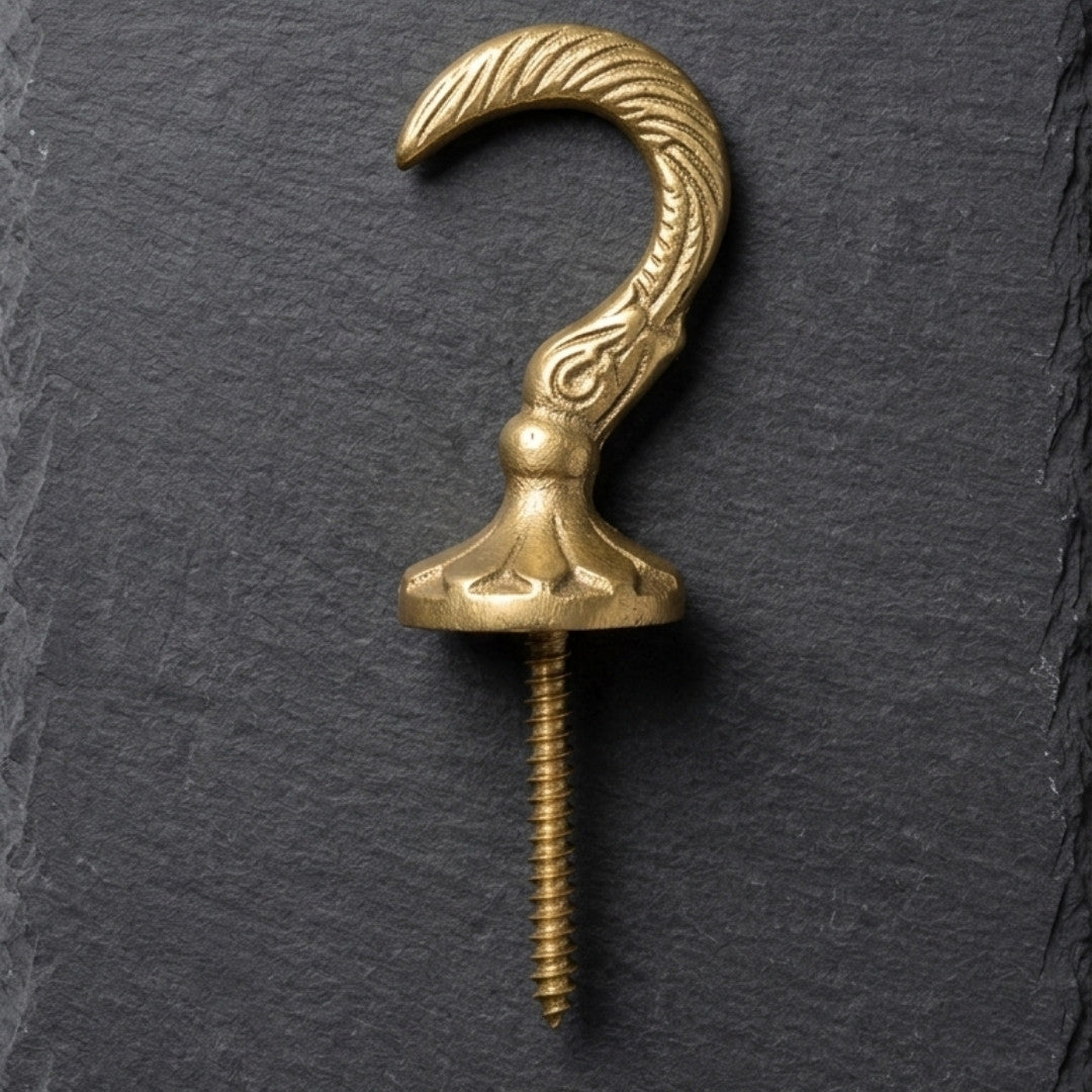 Hook 1 3/5 Inch Polished Brass Decorative Wall Hook