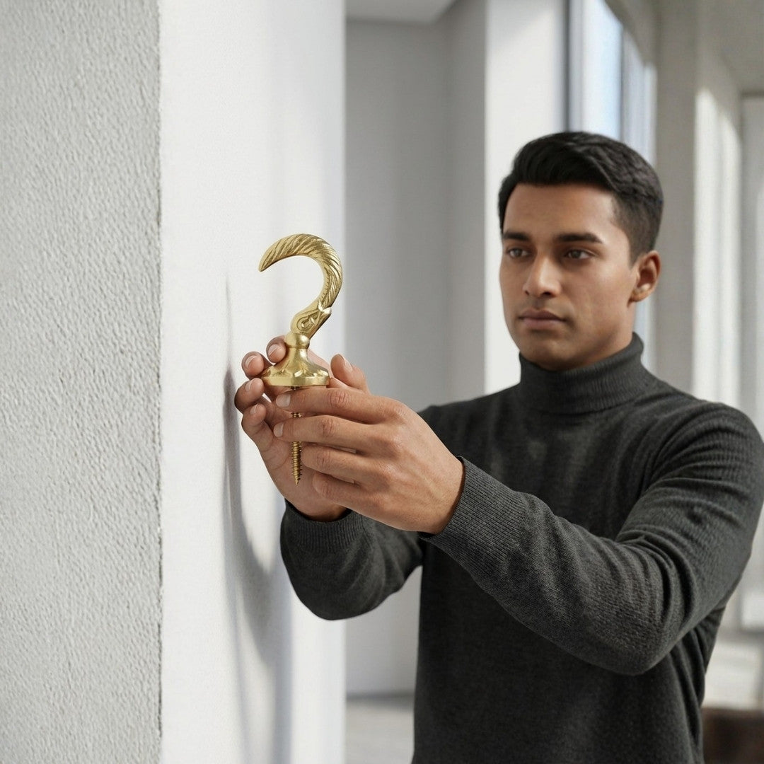 Hook 1 3/5 Inch Polished Brass Decorative Wall Hook