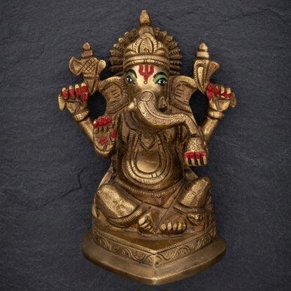 Lord Ganesh Ji Brass Idol 6″ Handcrafted Decorative Statue