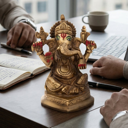 Lord Ganesh Ji Brass Idol 6″ Handcrafted Decorative Statue