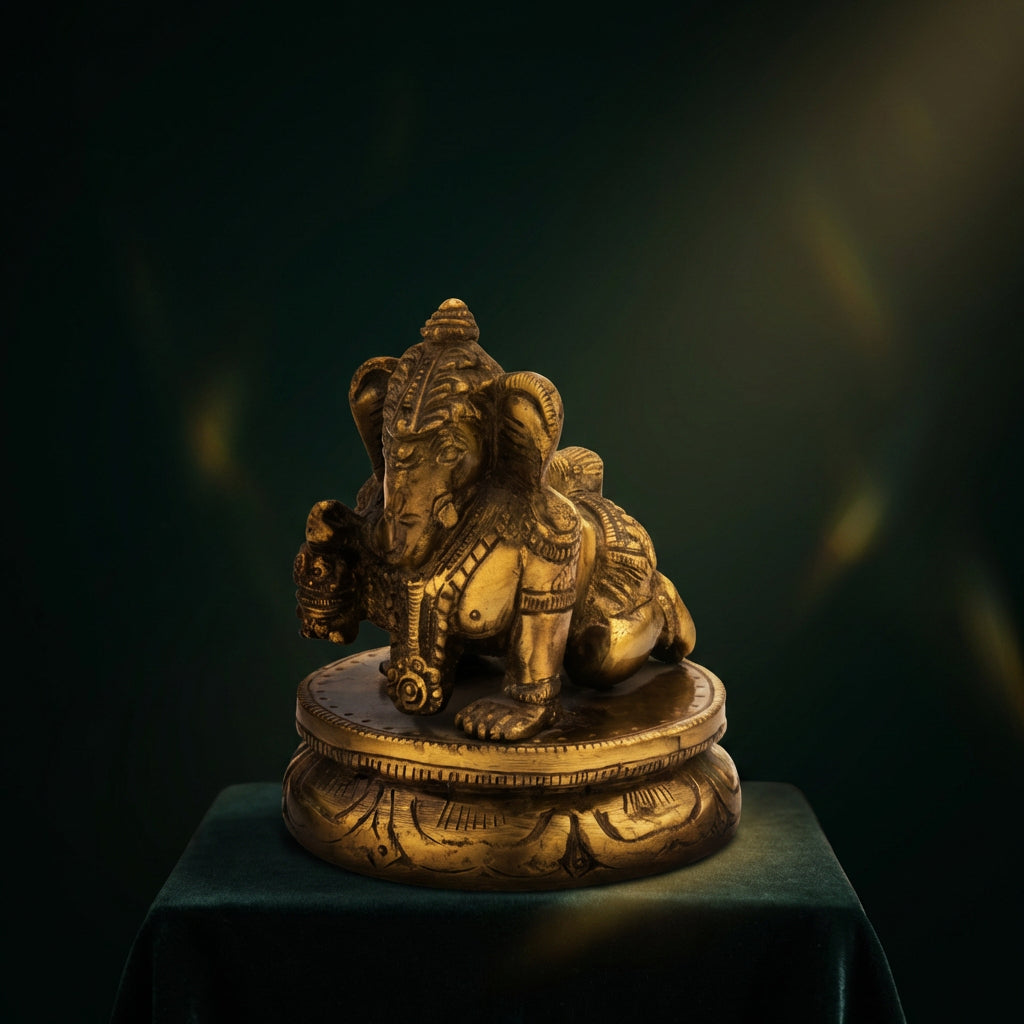 Lord Ganesh Ji | Lord Ganesh Ji Brass Decorative Idol 6 Inch Handcrafted Sculpture