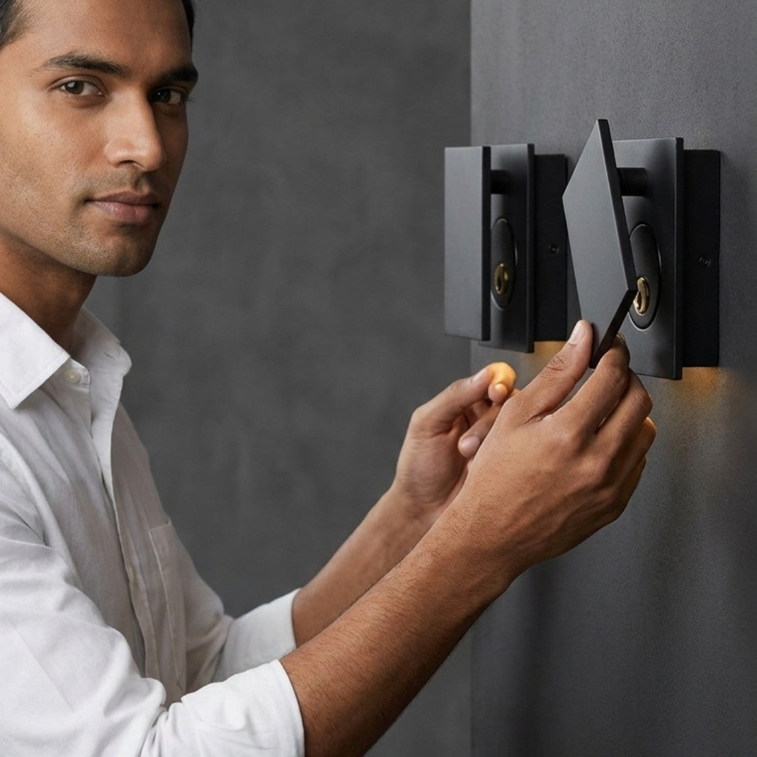 Solid Bronze Textured Square Double Cylinder Deadbolt - Black