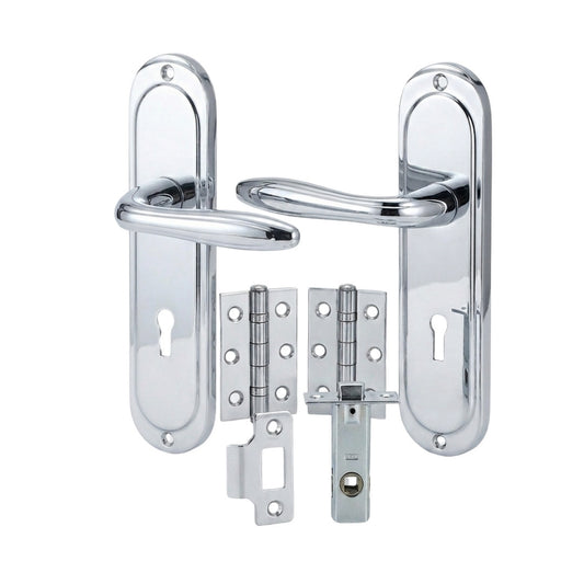 Versailles Door Lever Handles Chrome Finish Door Hardware Set
