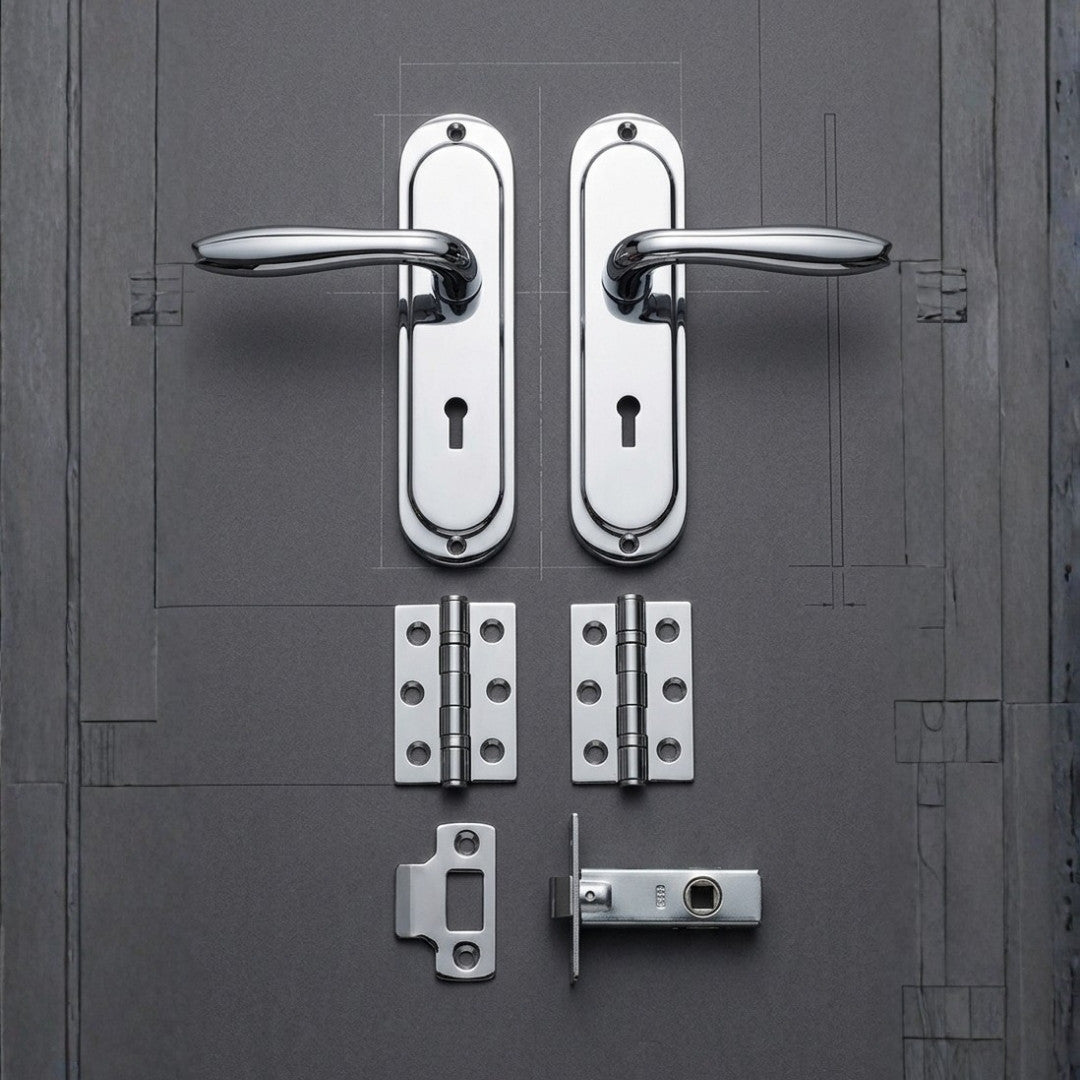 Versailles Door Lever Handles Chrome Finish Door Hardware Set