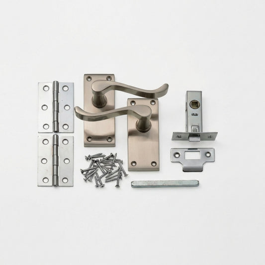 Vic Scroll Internal Door Pack Satin Nickel Lever Handle Set