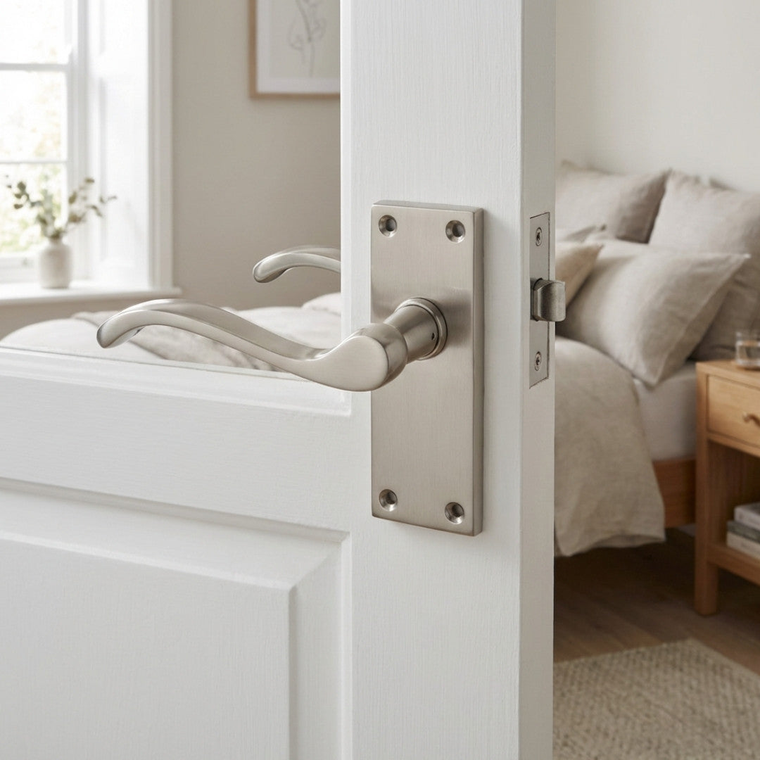 Vic Scroll Internal Door Pack Satin Nickel Lever Handle Set