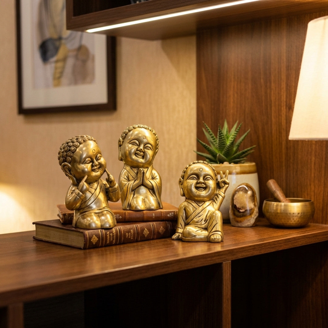 Brass Laughing Buddha 4″ Handcrafted Decorative Statue