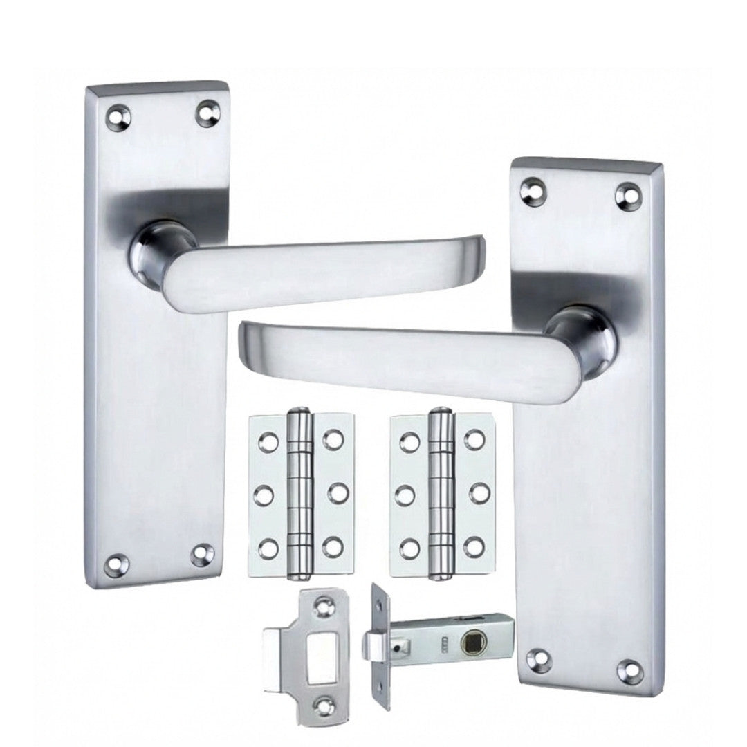 Victorian Straight Door Lever Handle Set with Latch Hinges & Tubular Lock