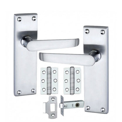 Victorian Straight Door Lever Handle Set with Latch Hinges & Tubular Lock