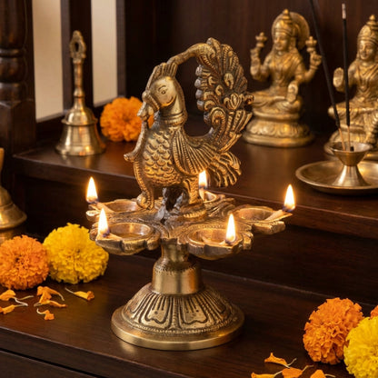 Brass Diya Stand 6″ Handcrafted Decorative Lamp Stand