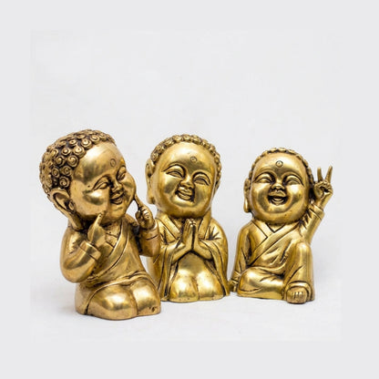 Brass Laughing Buddha 4″ Handcrafted Decorative Statue