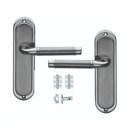 Chateau Door Lever Handles with Lock Chrome Finish Complete Door Set