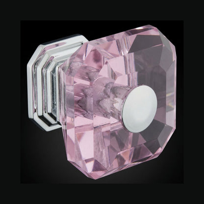 Clubhouse Cabinet Knob Polished Chrome Pink Crystal Decorative Knob