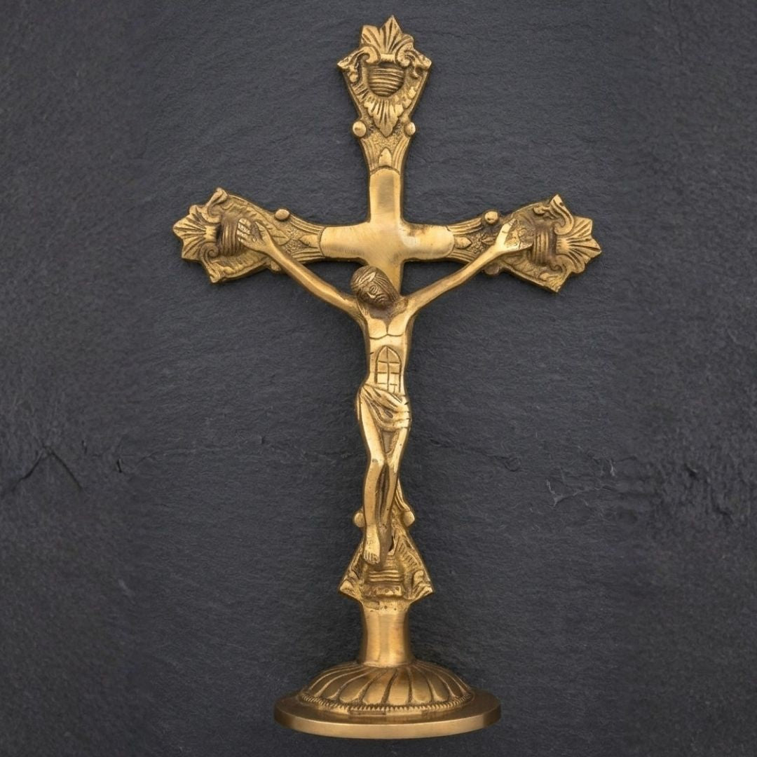 Handcrafted Solid Cast Brass Jesus Figurine – Gold Finish Decorative Brass Statue