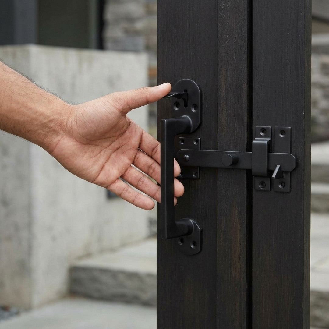 Solid Bronze Gate Kit Round Handle Black Complete Gate Hardware Set