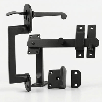 Solid Bronze Gate Kit Round Handle Black Complete Gate Hardware Set