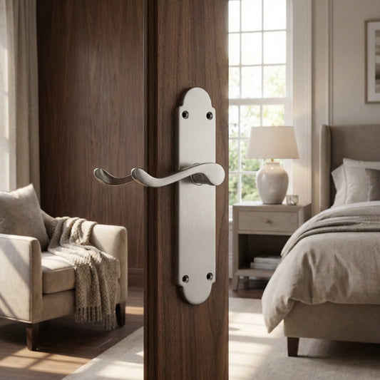 Victorian Shaped Door Lever Handle Polished Chrome 170 mm