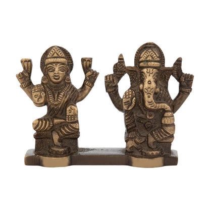Laxmi Ganesh Murthi Brass Decorative Idol for Home & Pooja