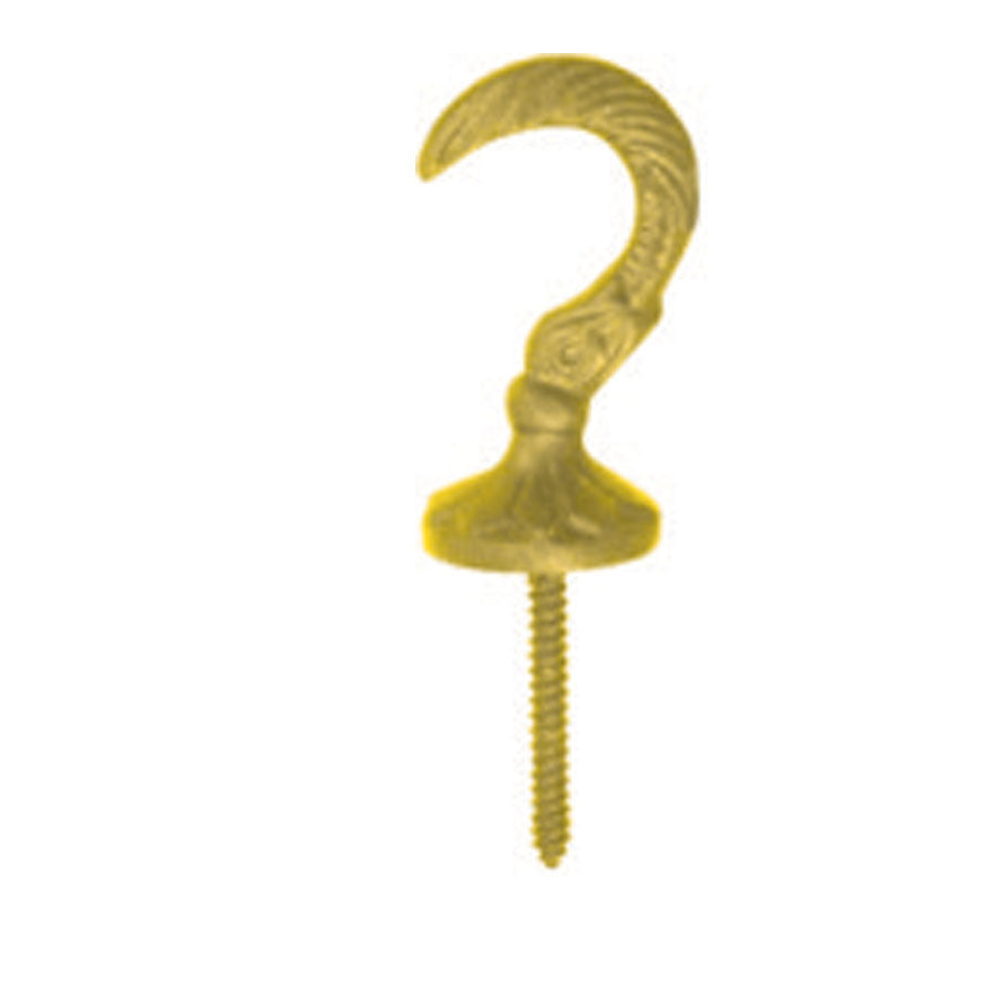 Hook 1 3/5 Inch Polished Brass Decorative Wall Hook