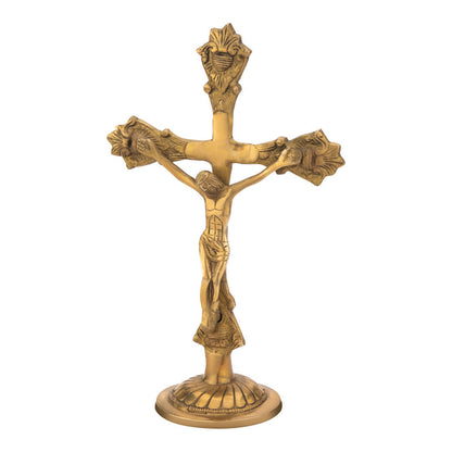 Handcrafted Solid Cast Brass Jesus Figurine – Gold Finish Decorative Brass Statue