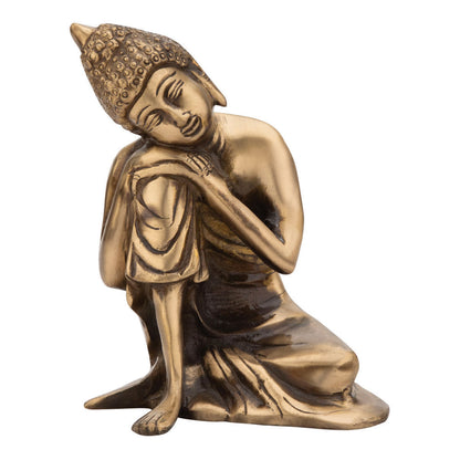 Handcrafted Solid Cast Brass Lord Buddha Idol – Gold Finish Decorative Brass Statue