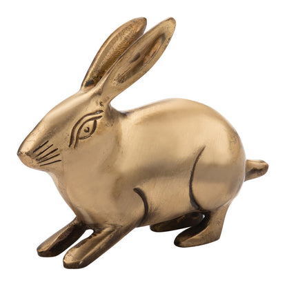 Handcrafted Solid Cast Brass Rabbit Figurine – Gold Finish Decorative Showpiece