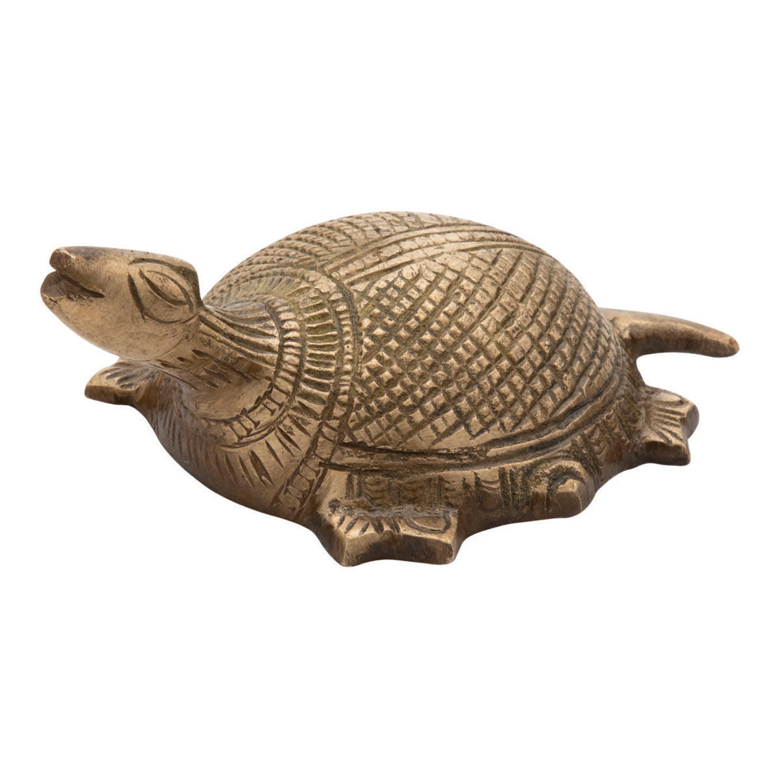 Handcrafted Solid Cast Brass Turtle Figurine – Gold Finish Decorative Showpiece (4 Inch)