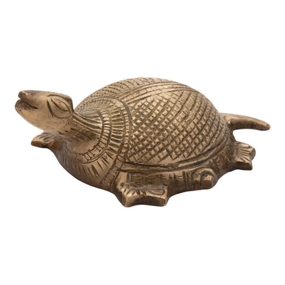 Handcrafted Solid Cast Brass Turtle Figurine – Gold Finish Decorative Showpiece (4 Inch)