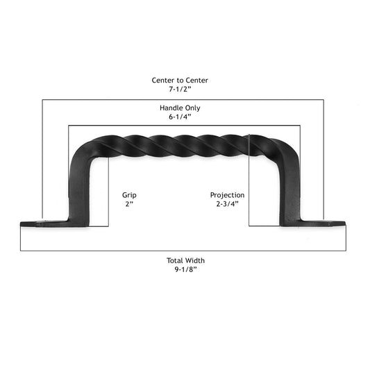 Cast Iron 9" Twist Door & Gate Pull Handle
